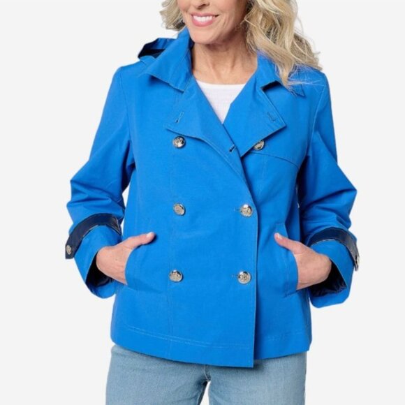 DENNIS BASSO Peacoat Plus Size 3X Blue Womens Jacket Raincoat Preppy Nautical - Picture 2 of 12